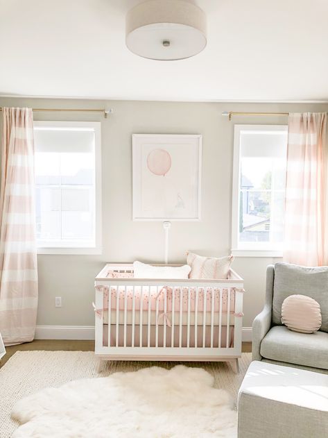 Baby Girl Weiss’ Nursery Reveal Small Nursery Design, Daughters Nursery, Nursery Design Girl, Gender Neutral Baby Nursery, Nursery Reveal, Small Nurseries, Baby Nursery Neutral, Girl Nursery Room