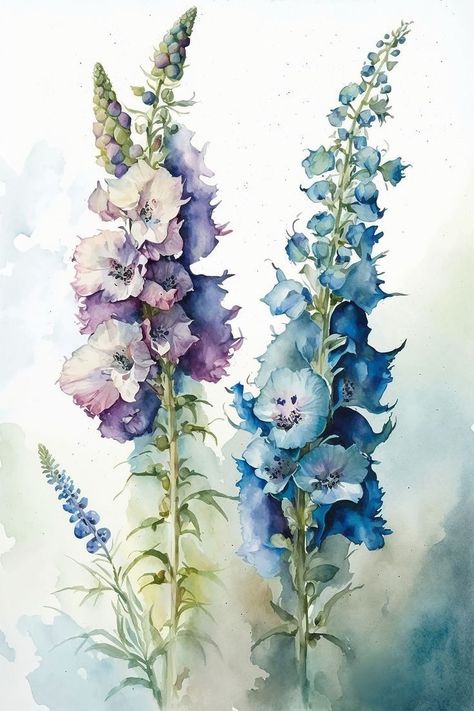 Purple Delphinium, Watercolor Paintings Nature, Outdoors Inside, Abstract Face Art, Its Fine, Minimalist Tattoos, Loving Friends, Watercolor Flower Art, Painting Workshop