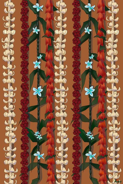 Lei Drawing, Hawaiian Background, Samoan Patterns, Polynesian Art, Yearbook Themes, Aloha Print, Hawaiian Art, Hawaiian Flowers, Ethereal Art