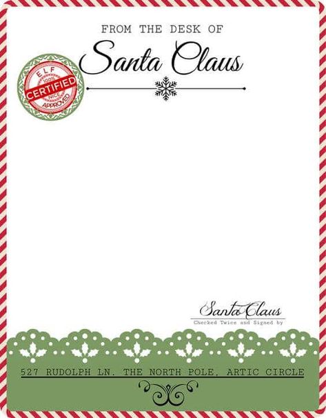 Hello  Jayce, Mina, Kynlie, Micah and Jessiah. This letter is from Santa. I know you guys  must be wondering why there's gifts under the tree when it's not even Christmas Day. It's because this year you guys get to have two Christmas.  One at Grandma and Grandpa's house and another one at Mommy's house.  I wanted to make sure you guys opened the gifts with the people you love. XOXOXOX                  SANTA Free Printable Letters From Santa, Printable Letters From Santa, Stationary Printable Free, Santa Claus Letterhead, Santa Claus Letter Template, Printable Letter From Santa, Santa Letterhead, Free Printable Santa Letters, Free Letters From Santa