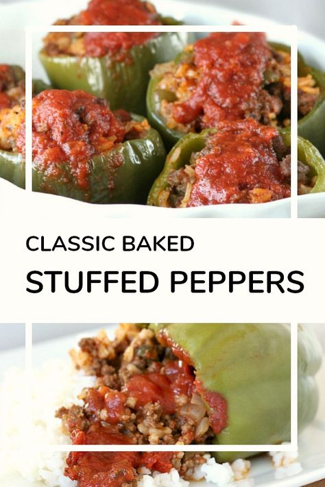 Baked Stuffed Peppers, Best Stuffed Pepper Recipe, Easy Stuffed Pepper Recipe, Green Pepper Recipes, Ground Beef And Rice, Easy Stuffed Peppers, Grateful Prayer, Bell Pepper Recipes, Beef And Rice