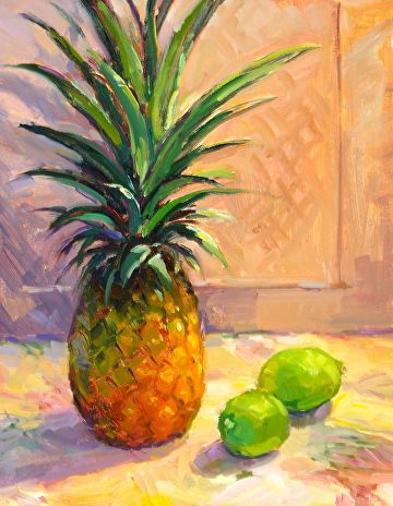 Jenifer Prince, Pineapple Pictures, Pineapple Painting, Painting Fruit, Bird Watercolor Paintings, Hawaiian Art, Food Painting, Fruit Painting, California Art