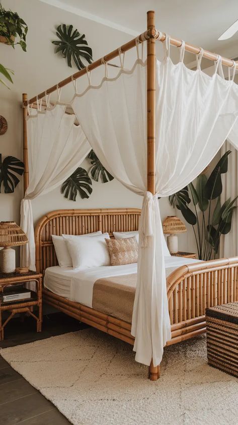 Best 36 Tropical Bedroom Ideas Vintage Tropical Bedroom, Tropical Guest Room, Tropical Colonial Interior, Tulum Condo, Tropical Bedroom Ideas, Oasis Bedroom, Tropical Chic Decor, Bohemian Style Interior Design, Bold Bedding