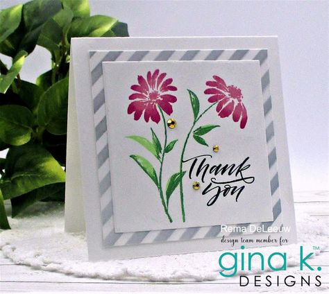 Gina K. Designs Flashback to the Past Gina K Designs Cards, Wreath Cards, Stamps Design, Stamp Tv, Simple Card Designs, Flowers Cards, Gel Printing, Gina K Designs, Flowers Card