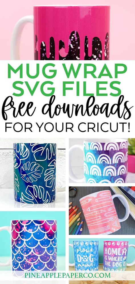 FREE Tropical Mug Wrap SVG File with Monstera Leaves PLUS 12 MORE FREE Mug Wrap SVG Files! Easy to Use with Cricut Design Space and Mug Press! #cricutmugpress #diymug #mugwrap #cricut #totallyfreesvgs Cricut Mug Design Ideas, Cricut Mug Designs Free, Svg Mug Designs Free, Cricut Mug Templates Free, Mug Ideas Cricut, Mug Wrap Svg Free, Free Mug Wraps Svg, Cricut Mug Designs, Cup Print Design Mugs