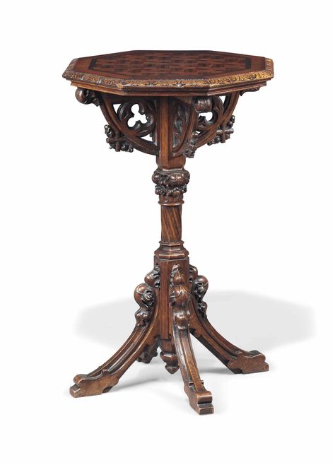 Gothic Side Table, Victorian Bedside Table, Apartment Supplies, Gothic Coffee Table, Antique Table Setting, Neat Furniture, Gothic Table, Cnc Table, Victorian Table