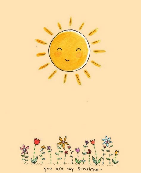 Sunny Drawing, Sunshine Drawing, Sunshine Illustration, Sunshine Art, Cute Sun, Sun Art, You Are My Sunshine, Birthday Greetings, My Sunshine