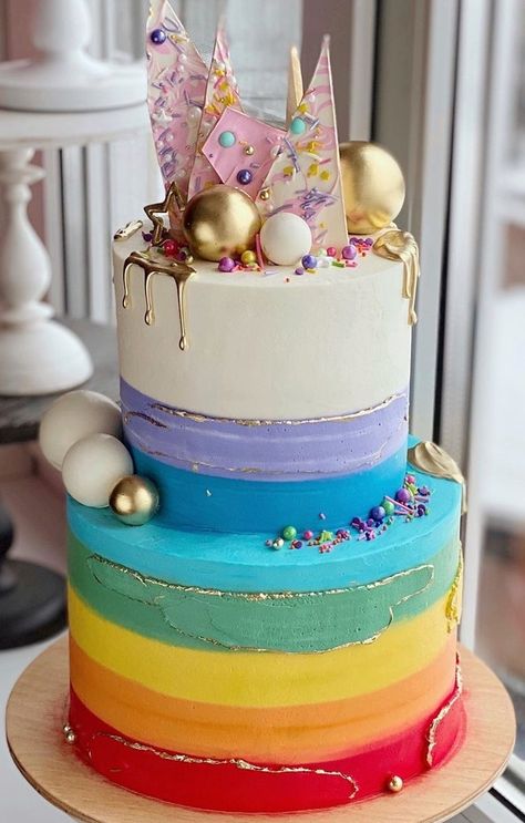 Multi Colored Cake, Multi Color Cake, Latest Birthday Cake, Modern Birthday Cakes, Kid Design, 8th Birthday Cake, Girls Cake, Birthday Plans, Rainbow Birthday Cake