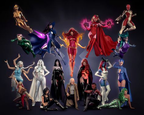 X-Women by Pretty-cool-huh Xmen Characters, Marvel Xmen, Marvel Comics Superheroes, Scarlet Witch Marvel, Marvel Superhero Posters, Marvel Villains, Marvel Vs Dc, Marvel Girls, Marvel Comics Art