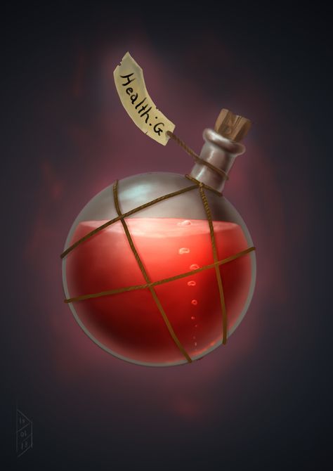 ArtStation - Greater Healing Potion, Daniel Denova Healing Potion, Bottle Drawing, D D Items, Magic Bottles, Magical Accessories, Fantasy Props, Magic Aesthetic, In Distress, Chapter 16