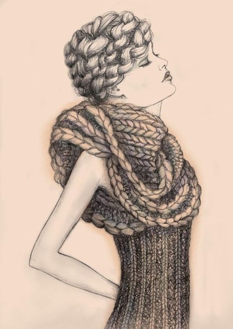 Yarn Texture Drawing, Knit Illustration Fashion, Knitwear Fashion Illustration, How To Draw Knitted Texture, Knit Fashion Illustration, Knitwear Illustration, Wool Illustration, Knit Drawing, Knitting Drawing