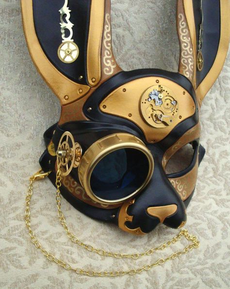 ClockPunk Bunny UpClose on deviantART Goth Design, Moda Steampunk, Gothic Mode, Mode Steampunk, Steampunk Mask, Style Steampunk, Steampunk Cosplay, Steampunk Accessories, Cool Masks