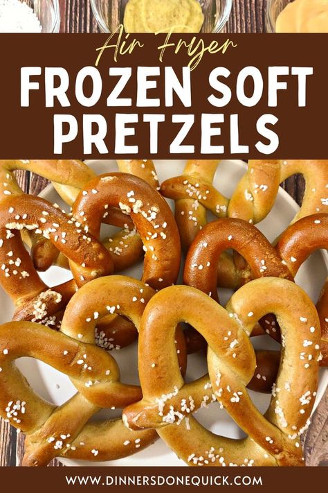 Pretzels In Air Fryer, Air Fryer Pretzels, Game Night At Home, Frozen Pretzels, Aldi Recipes, Bowl Party Food, Homemade Soft Pretzels, Dipping Sauces, Quick Dinners