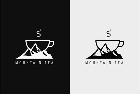 Mountain Tea | Logo Design on Behance Mountain Coffee Logo, Teahouse Logo, Mountain Coffee Shop, Tea Logo Design, Mountain Minimalist, Soda Shop, Tea Logo, Logo Coffee, Mountain Logo