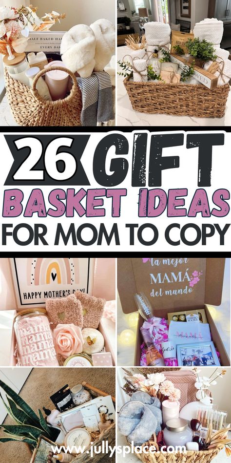 gift basket ideas for mom, gift ideas for mom, mothers day gift ideas Bath Baskets Gift Ideas, Mommy Basket, Spa Gift Basket Ideas, Gift Basket For Mom, Basket For Mom, Gift Card Basket, Spa Basket, Mom Gift Basket, Custom Photo Albums