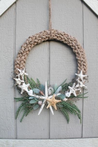 Beach Christmas Decorations, Coastal Wreath, Nautical Wreath, Seashell Wreath, Shell Wreath, Coastal Christmas Decor, Beachy Christmas, Nautical Christmas, Door Diy