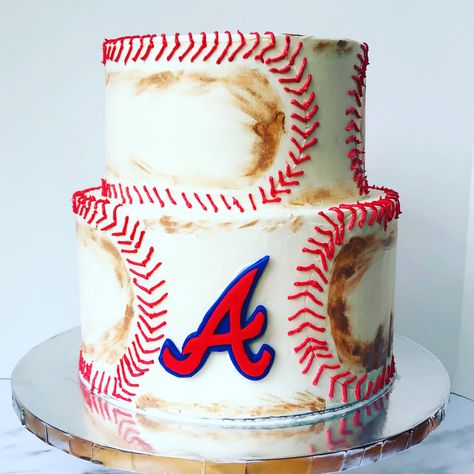 Braves Grooms Cake, Braves Baseball Birthday Party, Braves Cake Ideas, Atlanta Braves Grooms Cake, Braves Birthday Cake, Atlanta Braves Cake, Atlanta Braves Birthday, Brave Birthday Cakes, Sandlot Party