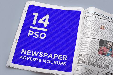 http://graphicriver.net/item/14-newspaper-adverts-mockups/12972067;ref=goner13  Features  - 14 PSD with different shoots of newspaper  - 4 PSD with premade interior  - changeable background color  - based on real photo BR> - replacing via Smart Objects  - photorealistic look - fully layered PSD - easy file structure with help file  - 4000×2800 px file size 240 ppi Newspaper Mockup, Website Mockup Templates, Credit Card Icon, Gfx Design, Newspaper Advertisement, Bookmark Printing, Mockup Photoshop, Newspaper Design, Mockup Downloads