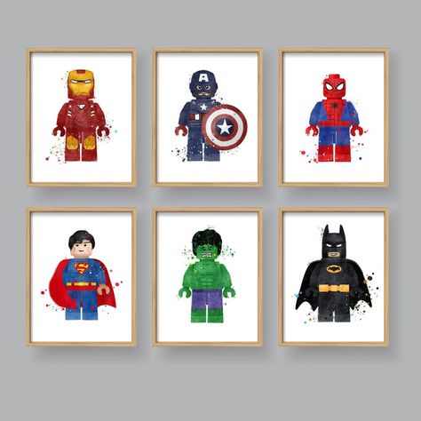 Superman Wall Art, Boys Superhero Bedroom, Lego Diy Crafts, Lego Bedroom, Superhero Nursery, Disney Wall Art, Superhero Bedroom, Superhero Wall, Superhero Room