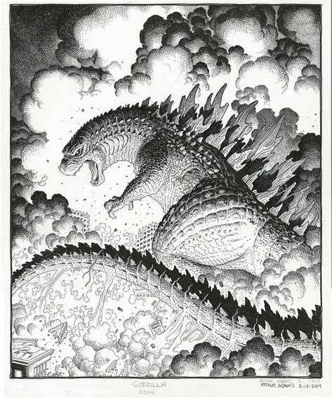 mostly comic art — the cover to Godzilla: Awakening by Arthur Adams Godzilla Tattoo, Arthur Adams, Godzilla Comics, Godzilla Wallpaper, All Godzilla Monsters, Kaiju Art, Kaiju Monsters, Movie Monsters, Comic Book Artists