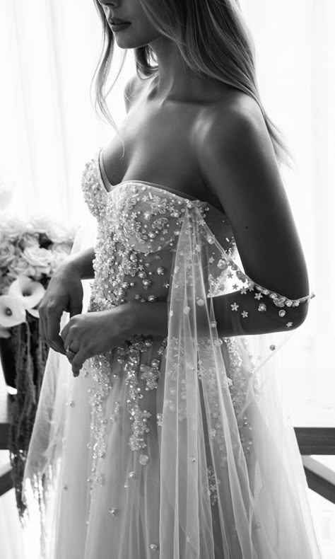 Elegant Back Wedding Dress, Sequin Corset Wedding Dress, Beaded Tulle Wedding Dress, Strapless Beaded Wedding Dress, Wedding Dress Pearls Beading, Pearl Sleeve Wedding Dress, Lee Grebenau Bridal, Beaded Wedding Dress Crystal, Corset Top Wedding Dress