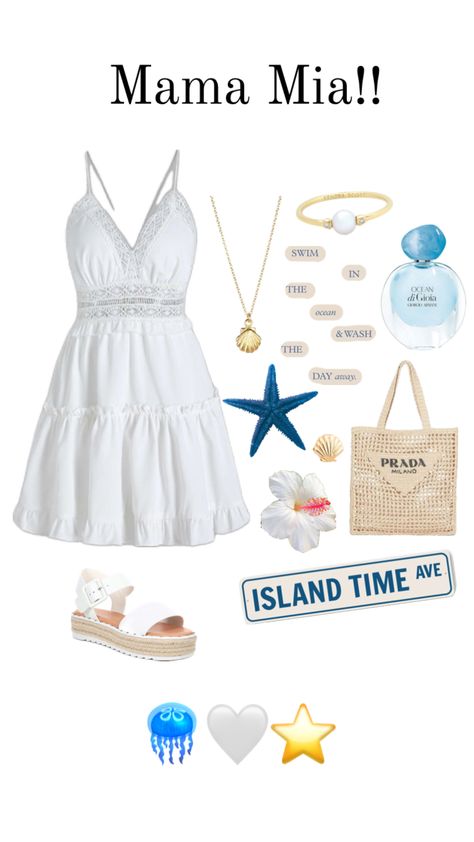 Mama Mia inspired fit! | 🪼🤍⭐️ | #mamamia #beachaesthetic #beachinspo #outfitinspo #aesthetic #viral #blowup #xyz #abc #mammamiaaesthetic #mammamia #blue #beachy #preppy #ootd Beachy Preppy, Preppy Ootd, Navy Girl, Beachy Outfits, Mama Mia, Dress Aesthetic, Birthday Party Dress, Cute Everyday Outfits, Cute Simple Outfits