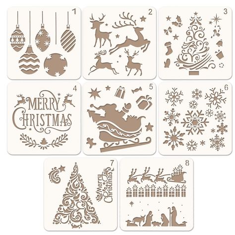 Coogam 8 Pcs Christmas Stencils Template - Reusable Plastic Craft for Art Drawing Painting Spraying Window Glass Door Car Body Wood Journaling Scrapbook Holiday Xmas Snowflake DIY Decoration 5x5 inch : Amazon.co.uk: Home & Kitchen Diy Snowflake Decorations, Snowflake Diy, Journaling Scrapbook, Plastic Craft, Xmas Theme, Snow Flakes Diy, Drawing Stencils, Christmas Stencils, Plastic Crafts