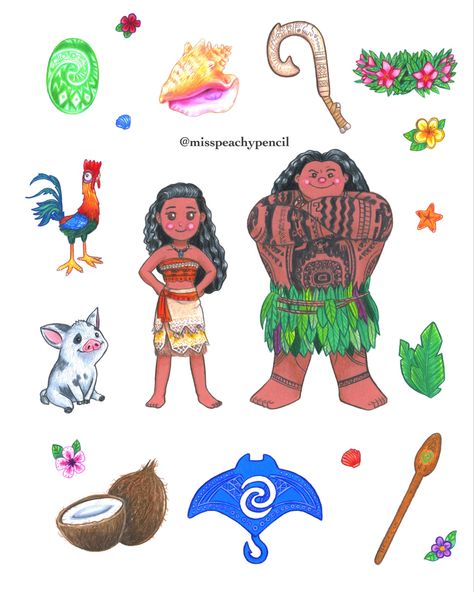 Disney Moana Tattoos, Moana Watercolor, Moana Flower, Disney Symbols, Moana Drawing, Moana Tattoos, Cute Disney Tattoos, Moana Maui, Shell Drawing