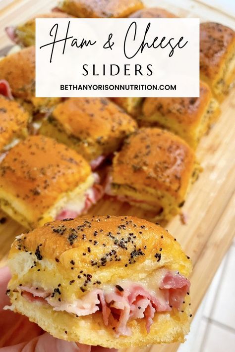 Hawaiian Roll Sandwiches, Sliders Recipes Hawaiian Rolls, I Lost 100 Pounds, Easy Slider Recipes, Ham Cheese Sliders, Ham And Cheese Sliders, Rolled Sandwiches, Ham And Swiss, Cheese Sliders