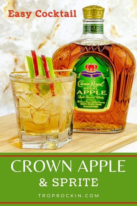 Crown And Sprite Drink, Crown Royal Drinks Apple, Green Apple Crown Drinks, Crown Royal Green Apple Drinks, Green Apple Crown Royal Drinks, Apple Crown Royal Recipes Cocktails, Apple Crown Drinks Recipes, Crown Royal Apple Drinks Recipes, Crown Apple Mixed Drinks