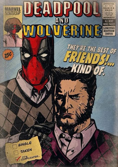 Marvel Old Comics, Deadpool Poster Vintage, Deadpool And Wolverine Aesthetic, Deadpool And Wolverine Poster, Marvel Posters Aesthetic, Old Marvel Comics, Marvel Comics Aesthetic, Marvel Poster Vintage, Marvel Retro Poster