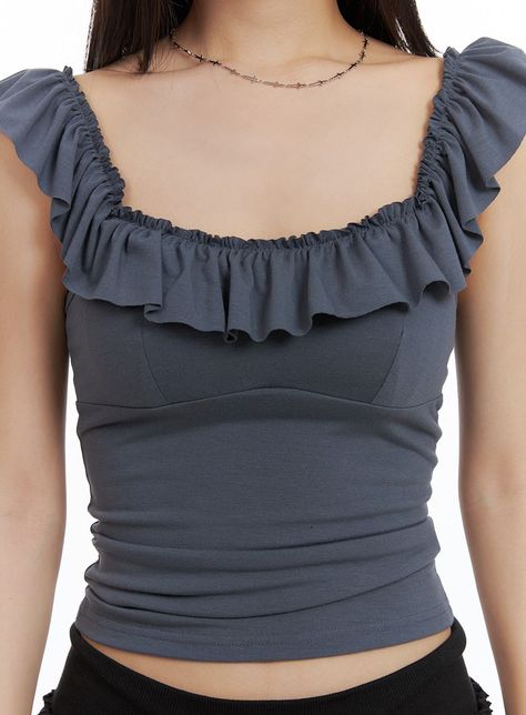 Product Detail Shop our latest women's fashion collection featuring street and romantic styles perfect for any festival occasion. This frill detailed top comes in a solid print with a slim fit for a trendy look. Style : Street, Romantic Occasion : Festival Detail : Frill Print : Solid Material : Polyester, Spandex, Rayon Sleeve : Sleeveless Neck : Square neck Length : Crop Fit : Slim fit Polyester62 Rayon34 Spandex4 Color : Dark blue, White, Black Made in Korea Model Size Model is wearing size S Kerrygold Butter, Witchy Goth, Frill Top, Urban Outfitters Clothes, Frill Tops, Geometric Forms, Layer Top, Shop Clothes, Easy Trendy Outfits