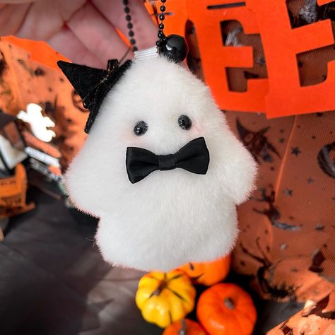 Handmade Cute Plush Ghost, Adorable Ghost Plushie, Soft Plush Toy, Plush Ghost Keychain, Halloween Gift, Kawaii Ghost Plushie with Hat by MoonlandLittleShop on Etsy Ghost Plush Pattern, Halloween Plushies, Ghost Plushie, Keychain Halloween, Adorable Plushies, Ghost Keychain, Plush Keychains, Kawaii Ghost, Blush Powder