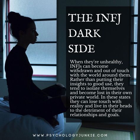 The Dark Side of Every Myers-Briggs® Personality Type - Psychology Junkie Infj Problems, Positive Qualities, Infj Psychology, Intj And Infj, Infj Type, Infj Mbti, Infj Personality Type, Myers Briggs Personality Types, Infj T