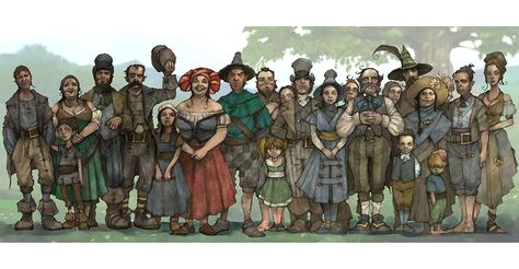 Crowd of Townspeople Fable Ii, Fable 2, Fable 3, D D Character Ideas, Dnd Races, People Illustration, Fantasy Inspiration, Dnd Characters, Art Google