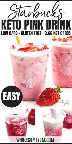 Homemade Pink Drink, Keto Pink Drink, Pink Drink Recipe, Starbucks Pink Drink Recipe, Pink Drink Starbucks, Low Carb Starbucks, Pink Drink Recipes, Drink At Home, Sugar Free Drinks