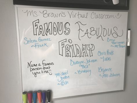 Friday Morning Meeting, Whiteboard Journal Prompts, Friday Whiteboard, Gm Friday, Morning Questions, Whiteboard Office, Whiteboard Prompts, Whiteboard Questions, Friday Activities