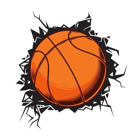 Club Graphic Design, Background Basketball, Basketball Shot, Basketball Logo Design, Basketball Clipart, Basketball Ring, Cracked Wall, Logo Basketball, Basketball Design