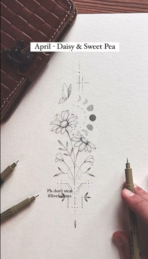 Floral Tattoo Design Fine Line, Dried Flower Tattoo, Floral Fine Line Tattoo, Fingerprint Tattoos, Botanical Tattoos, Family Tattoo, Plant Tattoo, Floral Tattoo Design, Botanical Tattoo