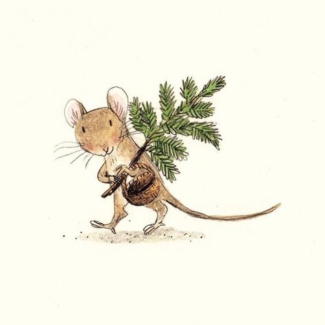 Briony May Smith, Maus Illustration, Mouse Illustration, Mouse Drawing, Christmas Card Art, Christmas Mouse, Tree Illustration, Animal Sketches, Christmas Illustration