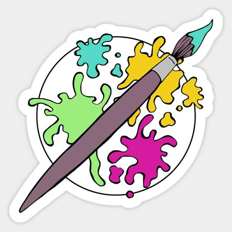 Stickers For Artists, Stickers Artist, Painting Stickers, Artistic Stickers, Artist Stickers, Painter Stickers, Paint Brush Png, Red Bubble Stickers, Bubble Stickers