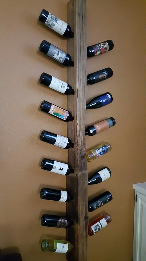 Pallet Shelf For Bottles, Wine Storage Diy, Rustic Wood Wall Mounted Wine Rack, Wooden Wine Bottle And Glass Holder, Barnwood Wine Rack, Custom Bars & Wine Liquor Shelves, Liquor Shelf, Pallet Home Decor, Wine Rack Design