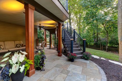 Under Deck Patio Ideas, Under Deck Patio, Deck Patio Ideas, Under Deck Landscaping, Patio Under Decks, Deck Landscaping, Landscape Yard, Under Deck, Patio Remodel