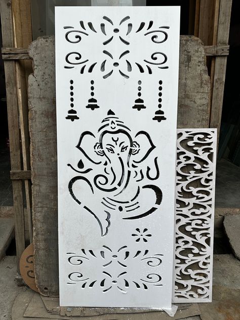 Ganesha Meaning, Cnc Jali, Pooja Door, Wooden Almirah, Pooja Door Design, Jali Design, Lcd Panel Design, Sofa Table Design, Flush Door Design