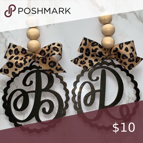 Car Mirror Charm - Monogram Car Mirror Charm Side Hussle, Car Mirror Charm, Acrylic Ideas, Laser Cut Wood Crafts, Laser Projects, Car Charms Mirror, Wooden Car, Cricut Fonts, Printed Ribbon