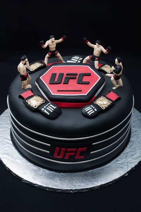 Bold UFC Birthday Cakes Perfect for Men Ufc Themed Cake, Ufc Themed Birthday Party, Ufc Birthday Party Ideas, Ufc Party Ideas, Ufc Cake, Ufc Party, Sports Celebration, Ufc Octagon, Cake For Him