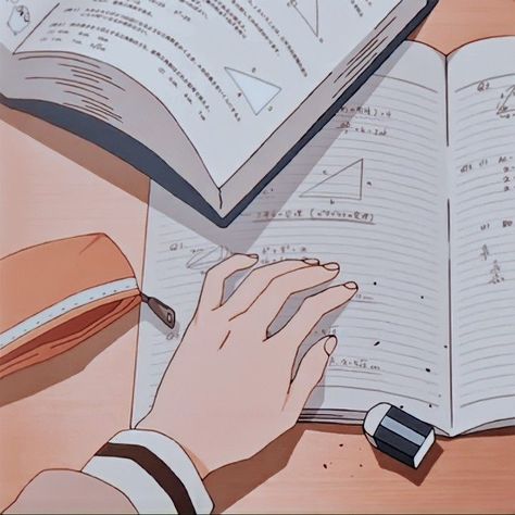 Study Core Aesthetic Anime, Anime Reading Aesthetic, Cozy Anime Aesthetic, Anime Study Aesthetic, Ashtetic Anime, Study Art Anime, Study Anime, Math Girl, Aesthetics Study