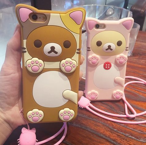 Cute brown bear baby and pink bear baby mobile phone case for iPhone 7 7 plus iphone 5 5s SE 6 6s 6Plus 6S Plus+ Nice gift box! Cute Brown Bear, T Mobile Phones, Pink Bear, Kawaii Phone Case, Cats Iphone, Pretty Phone Cases, Purim, Cute Cases, Pink Cat