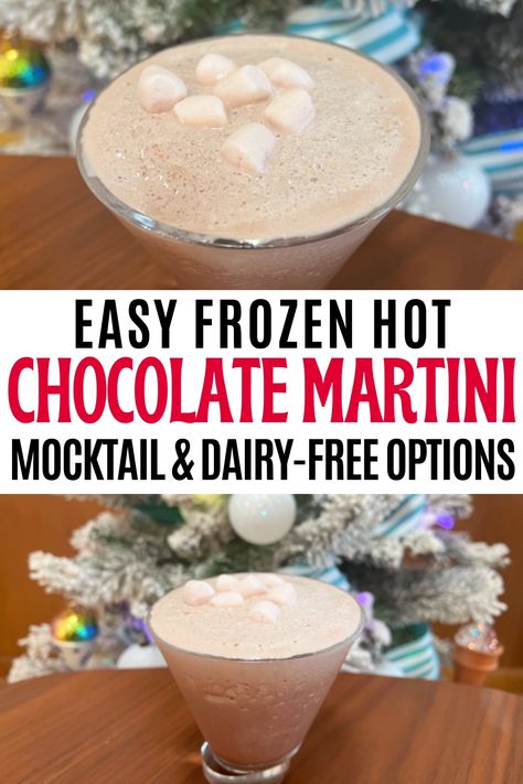 Frozen Hot Chocolate Martini Recipe - A Decadent Dessert in a Glass - The Stress-Free Christmas Hot Chocolate Alcoholic Drinks, Hot Chocolate Martini, Frozen Hot Chocolate Martini, Chocolate Alcoholic Drinks, Alcohol Chocolate, Frozen Hot Chocolate Recipe, Chocolate Martini Recipe, Hot Chocolate Cocktail, Best Hot Chocolate Recipes