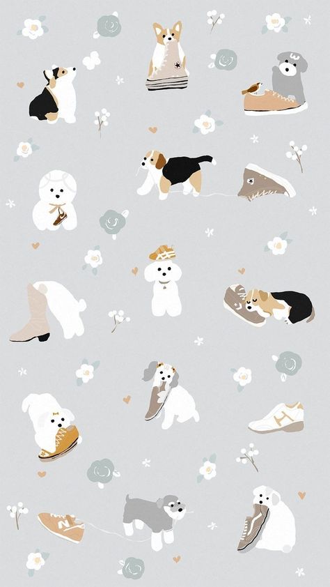 Cute Dog Wallpaper Iphone Aesthetic Cartoon, Cute Dog Cartoon Wallpaper, Dog Laughing, Paw Wallpaper, Cute Dog Wallpaper, Cute Kawaii Animals, Animal Print Wallpaper, 강아지 그림, Whatsapp Wallpaper